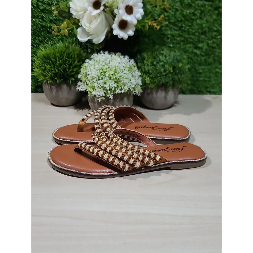 Free People Beatrice Beaded Sandals - Bronze/Natural EU 37 New